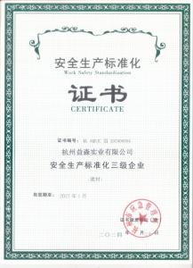 安全生產(chǎn)標(biāo)準(zhǔn)化證書